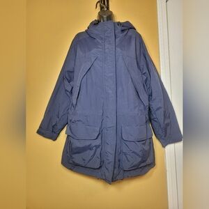 Land’s End Blue Hooded Nylon Rain Jacket sz L